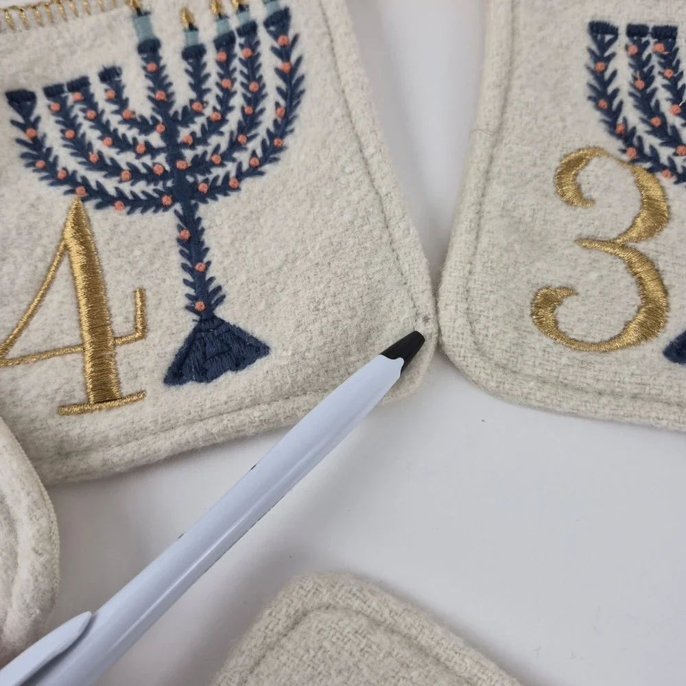 Threshold Hanukkah Menorah Banner 6ft Embroidered Fabric Pom Pom Garland Ivory